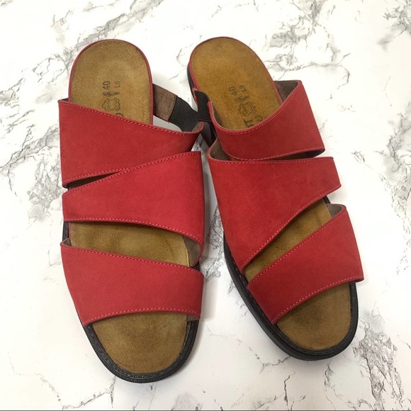 Naot Shoes - Naot suede red slide heeled sandals